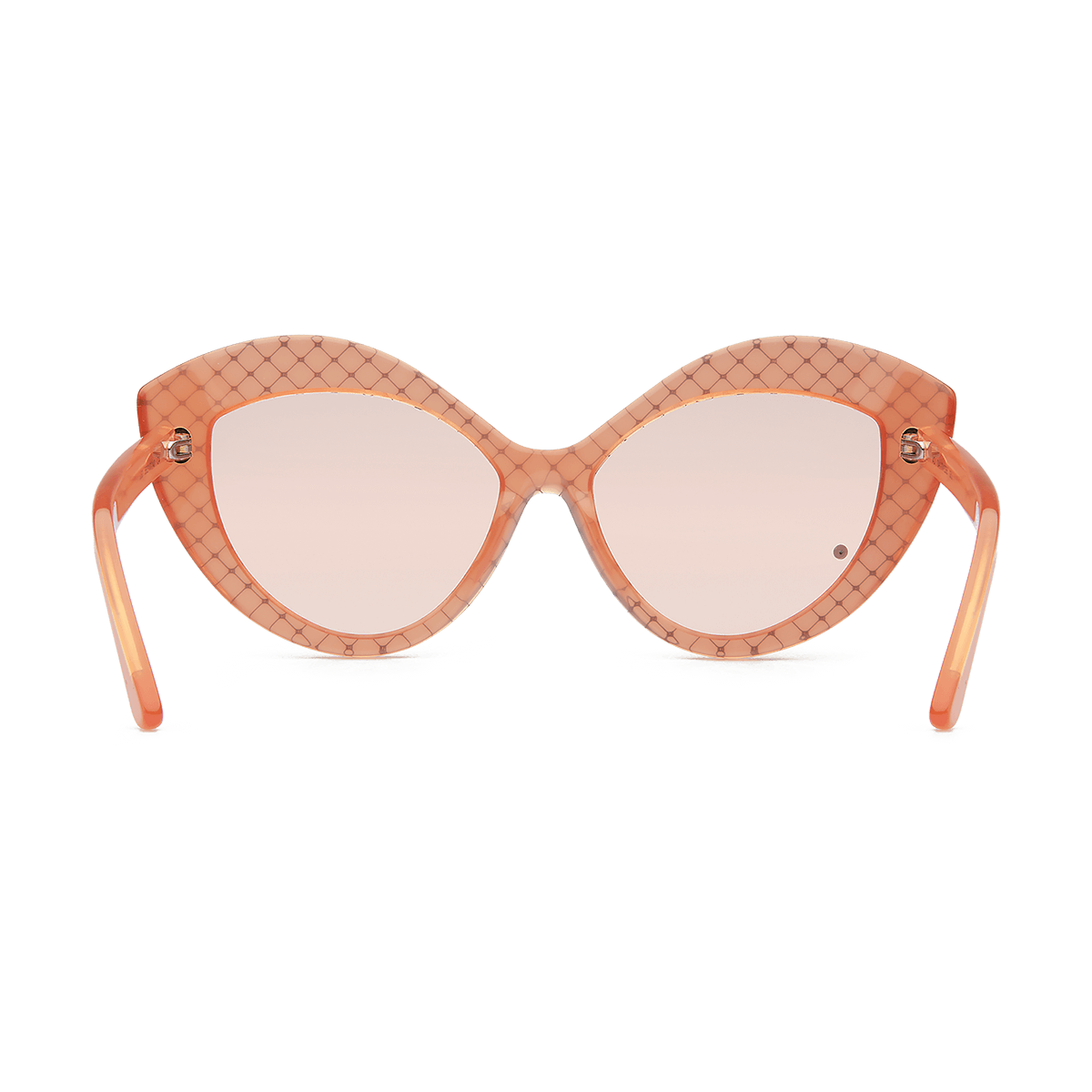 Cat-eye sunglasses with lattice print and black cabochon detail