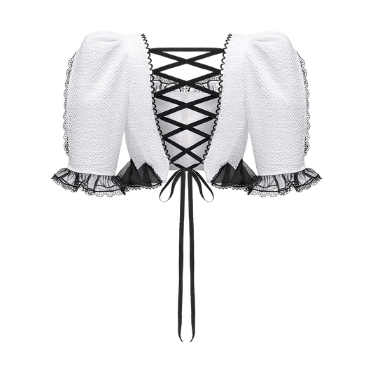 Cotton blouse with organza trim