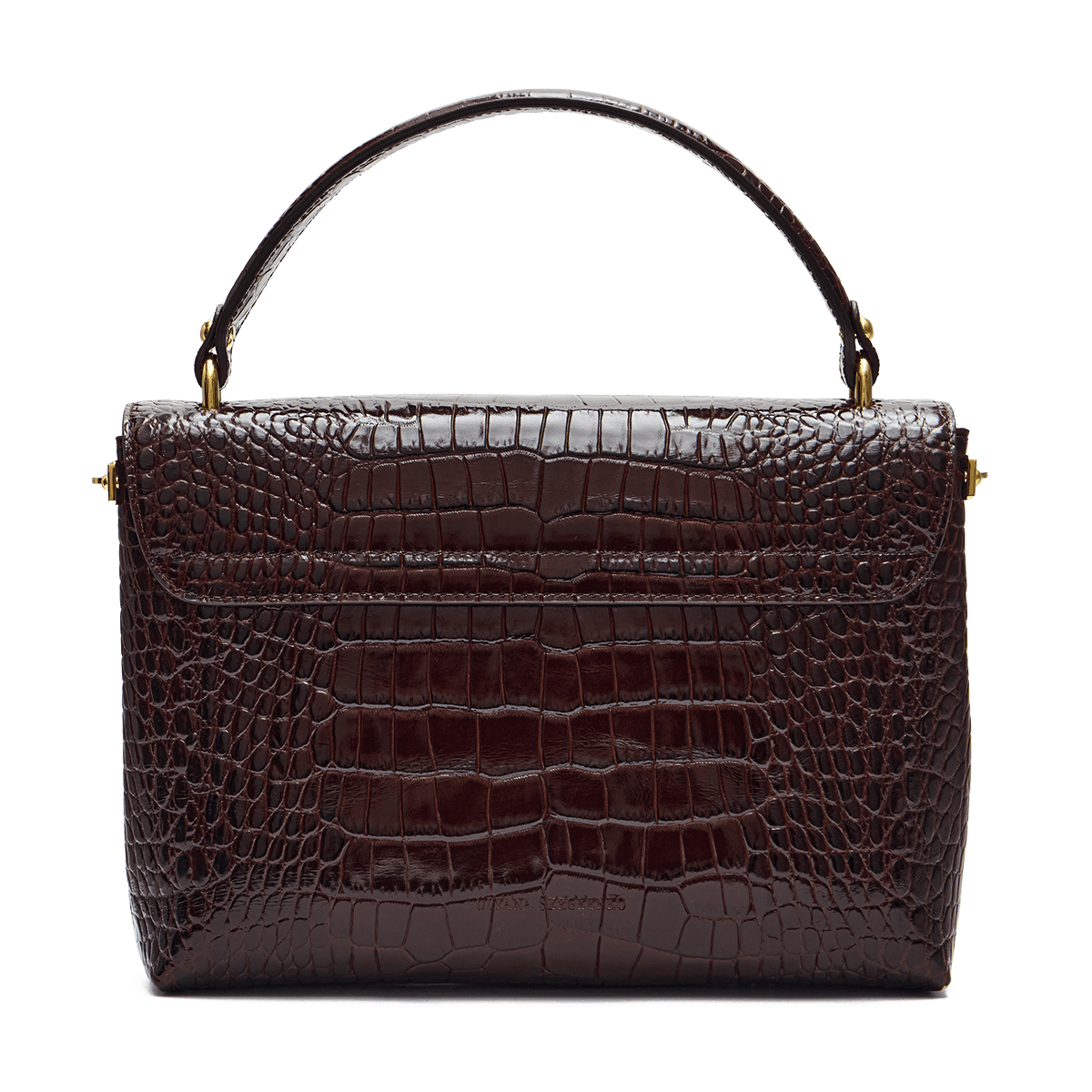 Leather satchel with a signature clasp