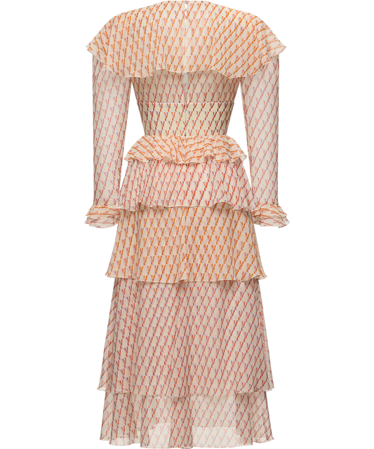 Silk chiffon dress with a signature print