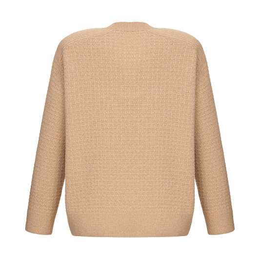 Cashmere cardigan with signature lace chevron