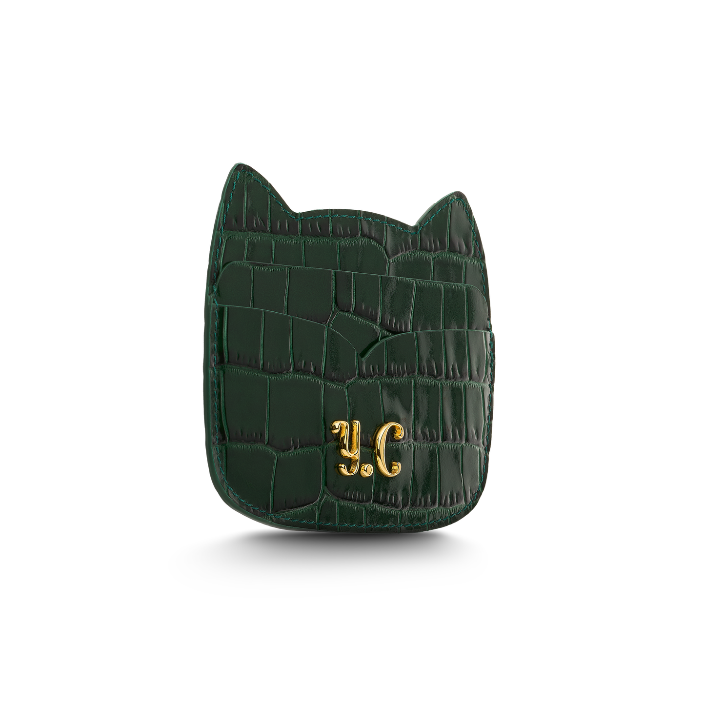 Cat-shaped leather cardholder with signature “U.S.” initials
