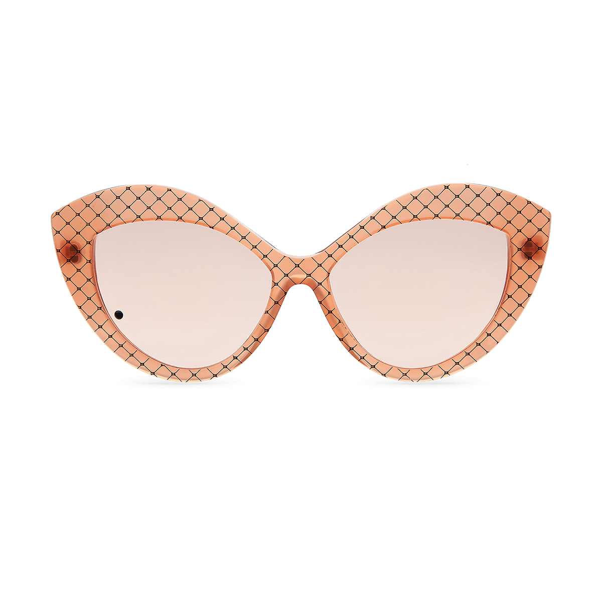 Cat-eye sunglasses with lattice print and black cabochon detail