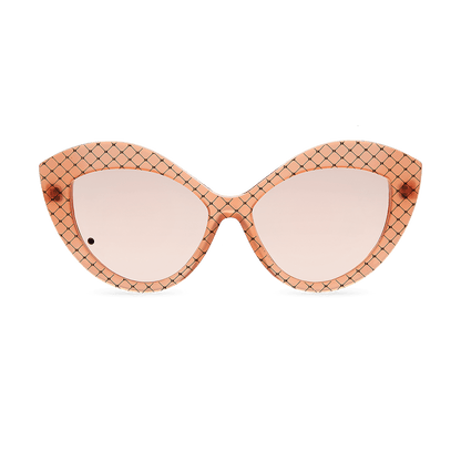 Cat-eye sunglasses with lattice print and black cabochon detail