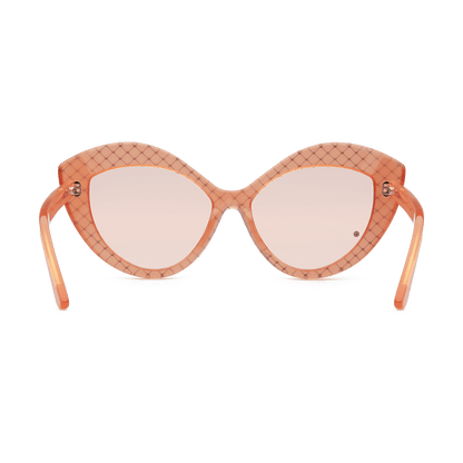 Cat-eye sunglasses with lattice print and black cabochon detail