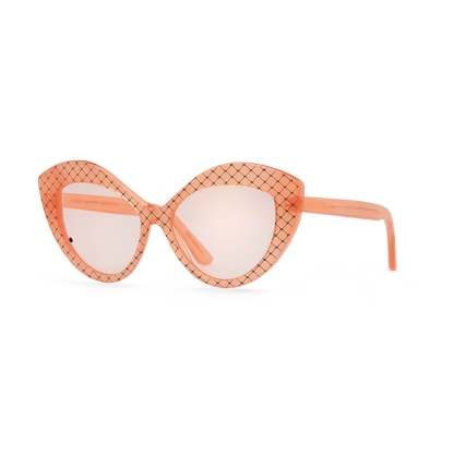 Cat-eye sunglasses with lattice print and black cabochon detail