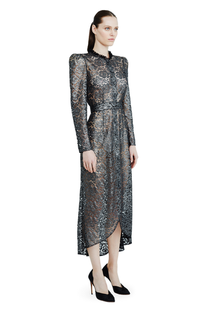 Lace midi dress with floral patterns