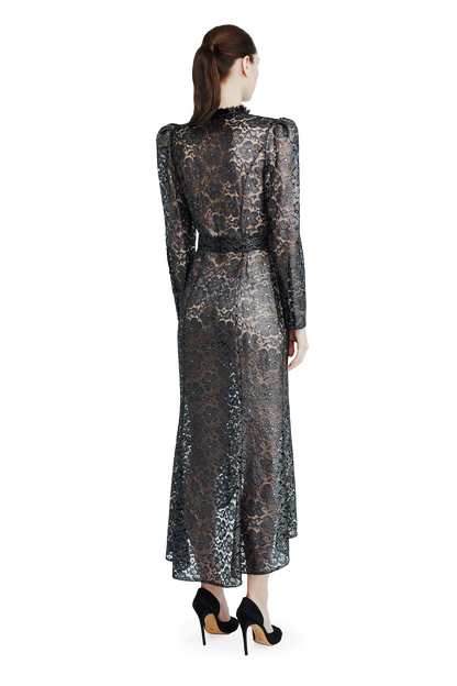 Lace midi dress with floral patterns