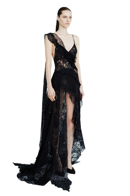 Layered chiffon maxi dress with lurex