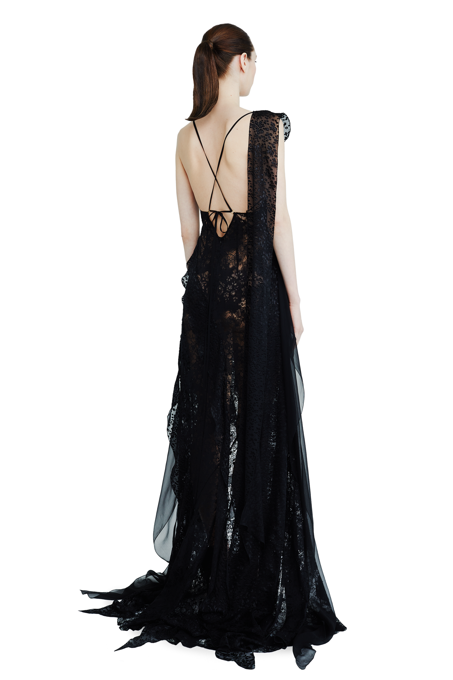 Layered chiffon maxi dress with lurex