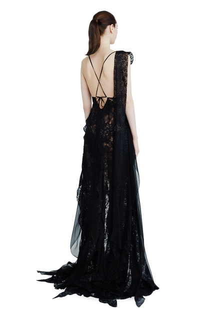 Layered chiffon maxi dress with lurex