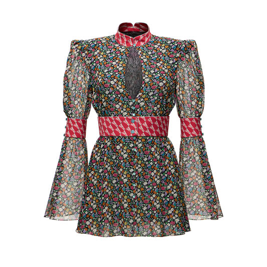 Silk chiffon dress with a signature print