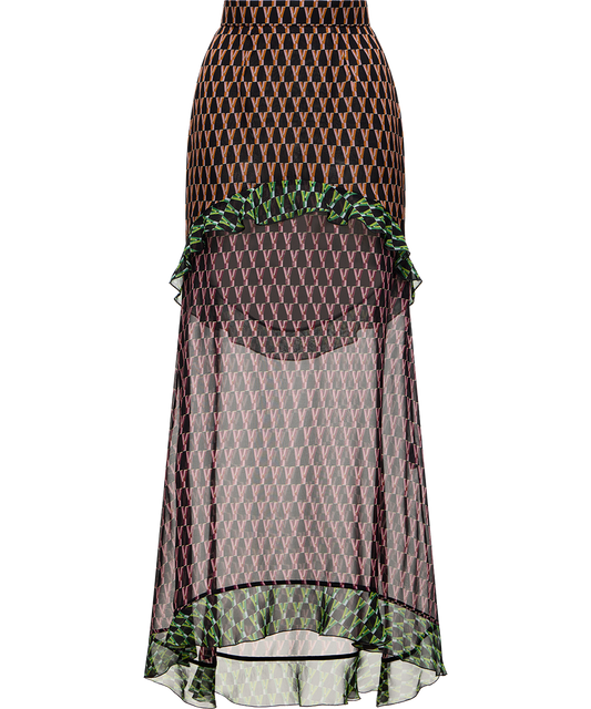 Silk midi skirt with a signature print