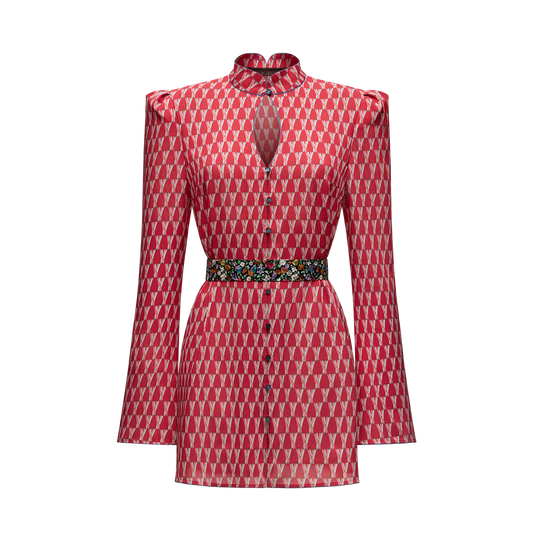 Silk georgette dress with a signature print
