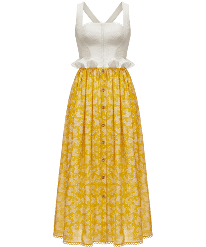 Cotton and linen dress with a signature animal print