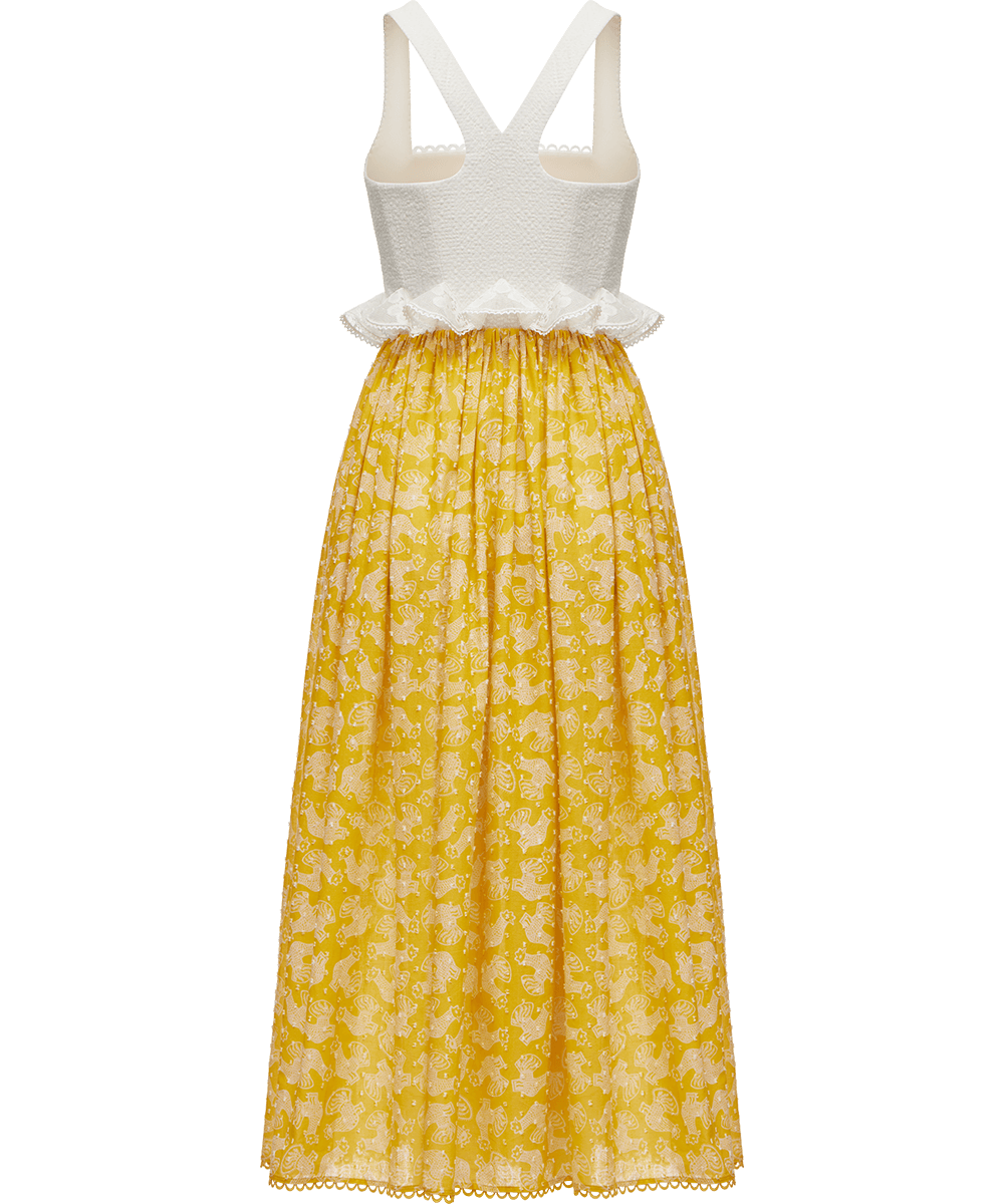 Cotton and linen dress with a signature animal print