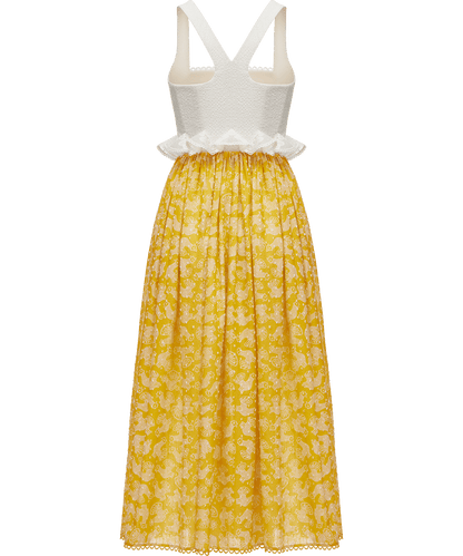 Cotton and linen dress with a signature animal print
