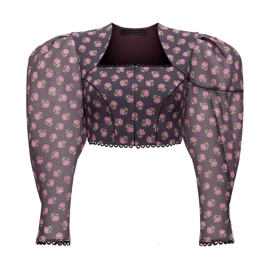 Cotton blouse with a signature floral print