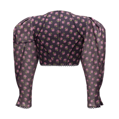Cotton blouse with a signature floral print
