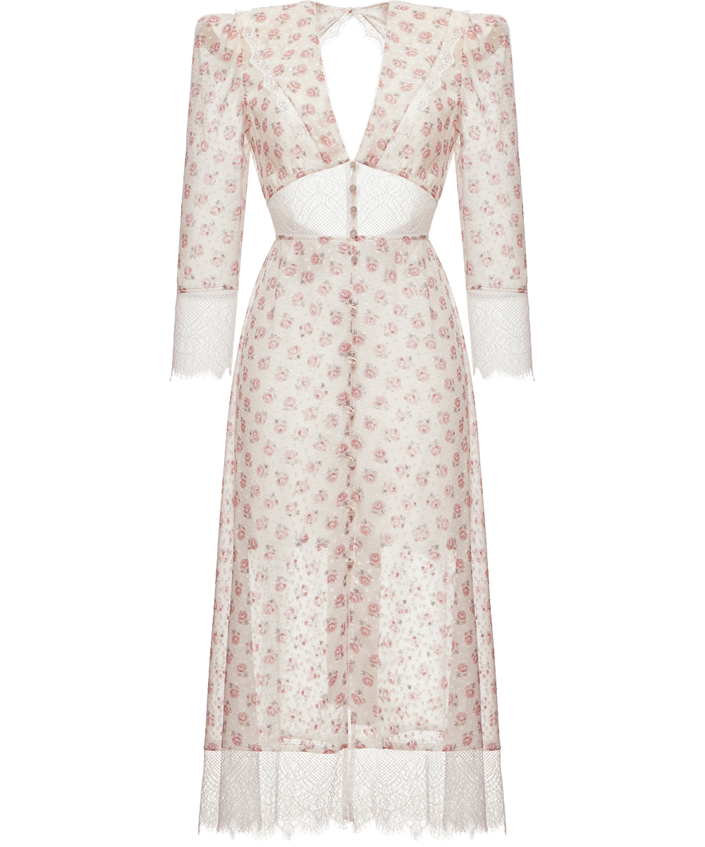 Silk dress with signature floral print