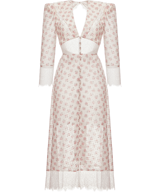 Silk dress with signature floral print