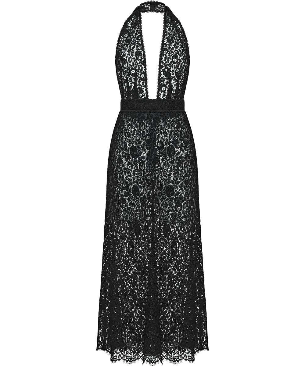 Open-back lace midi dress