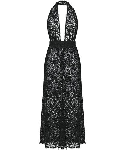 Open-back lace midi dress
