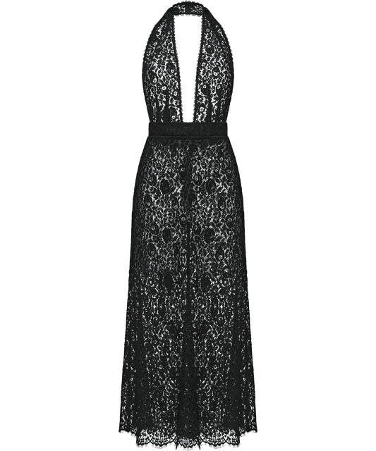 Open-back lace midi dress