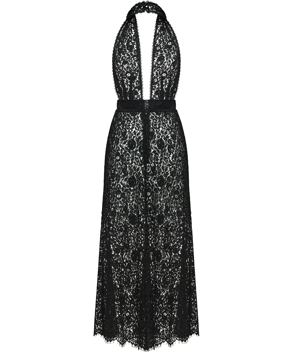 Open-back lace midi dress