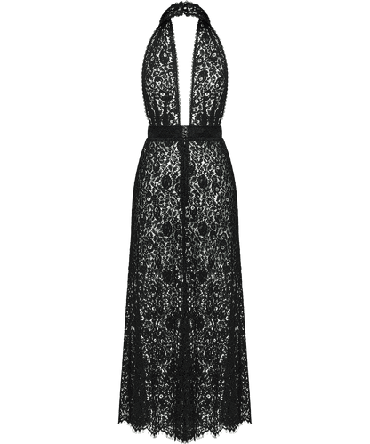 Open-back lace midi dress