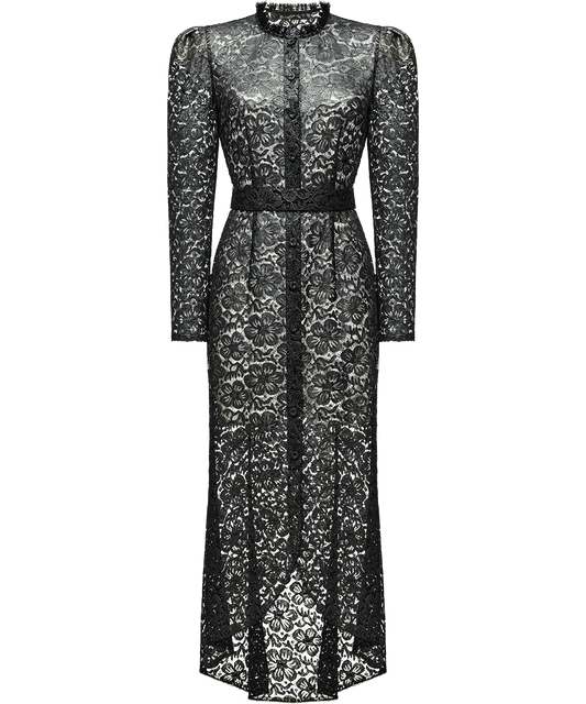Lace midi dress with floral patterns