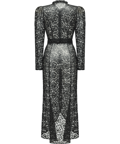 Lace midi dress with floral patterns