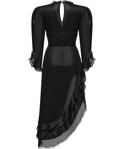 Georgette midi dress with flounces