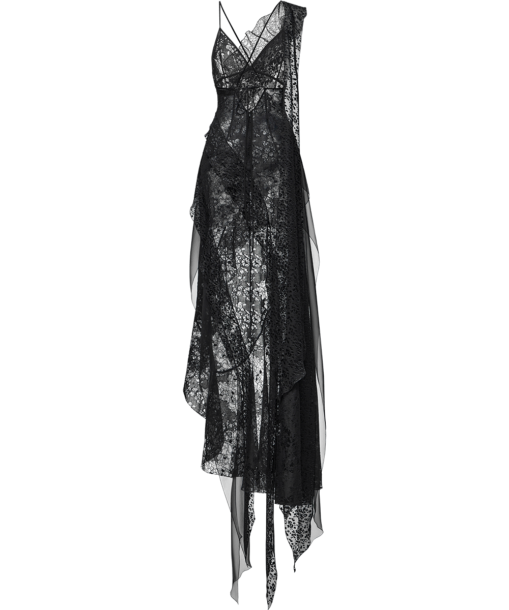Layered chiffon maxi dress with lurex