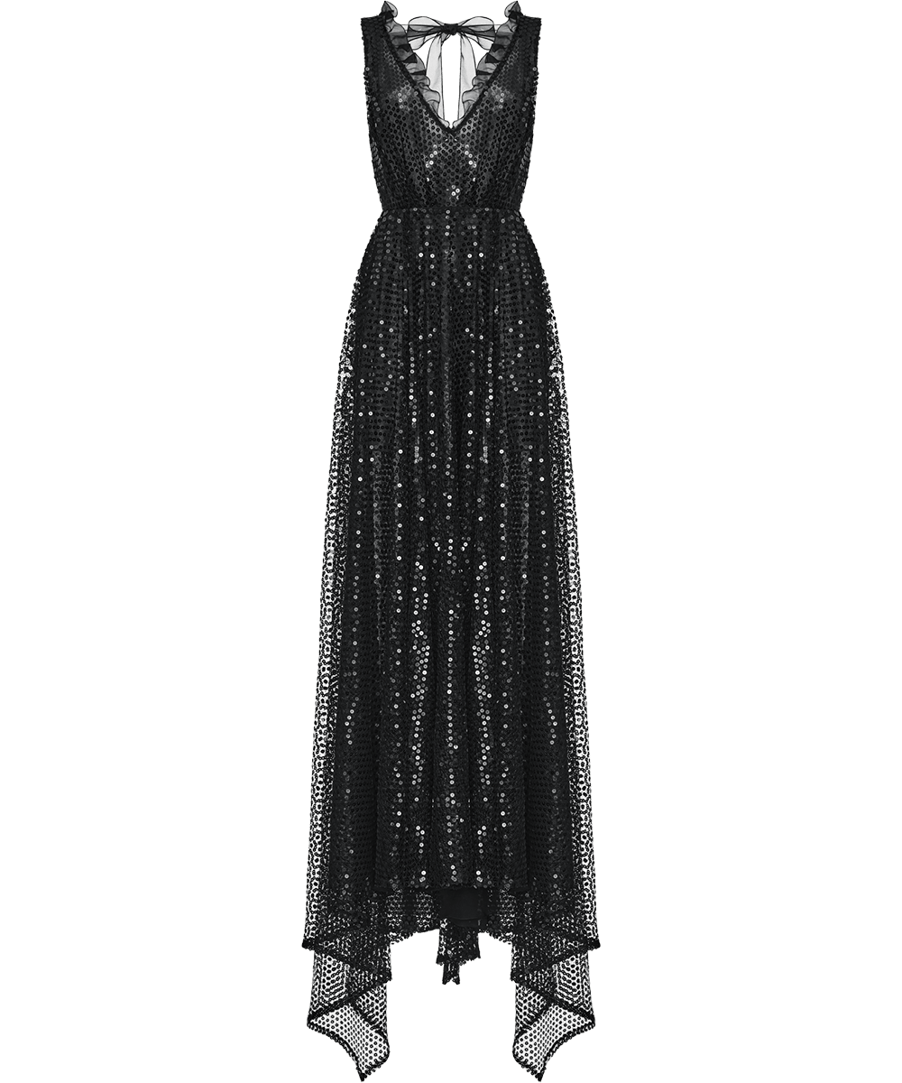Maxi dress embroidered with sequins