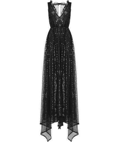 Maxi dress embroidered with sequins