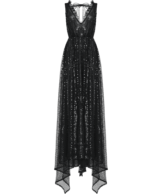 Maxi dress embroidered with sequins