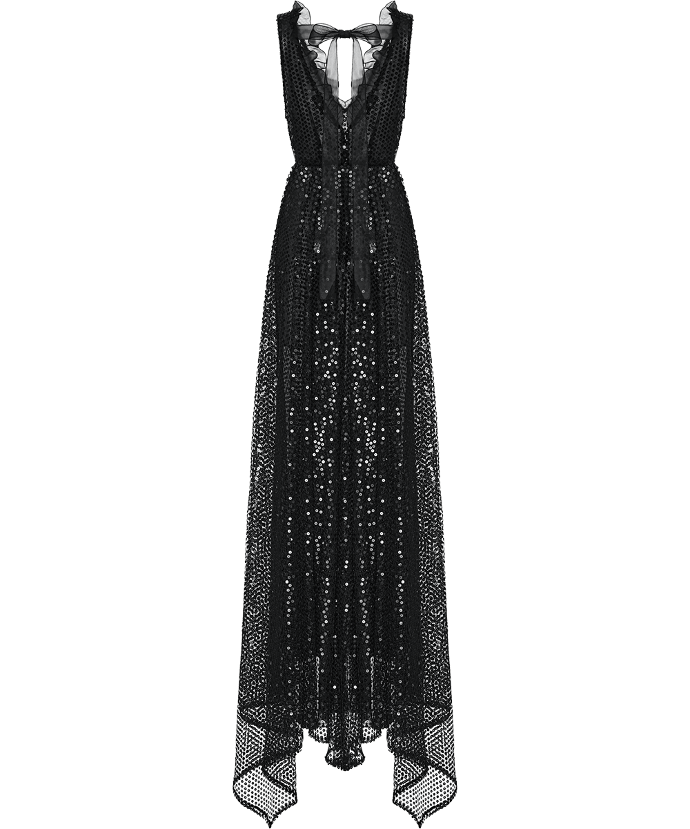 Maxi dress embroidered with sequins