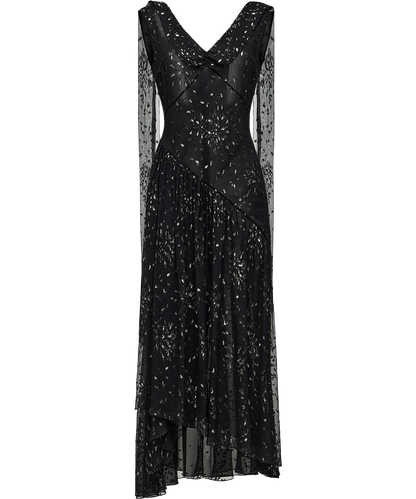 Chiffon midi dress with sparkling lurex