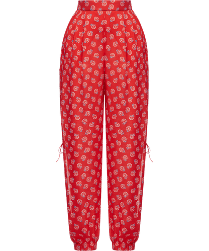 Silk trousers with a signature floral print