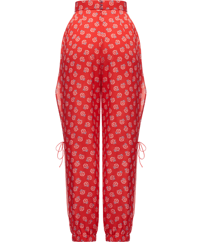 Silk trousers with a signature floral print