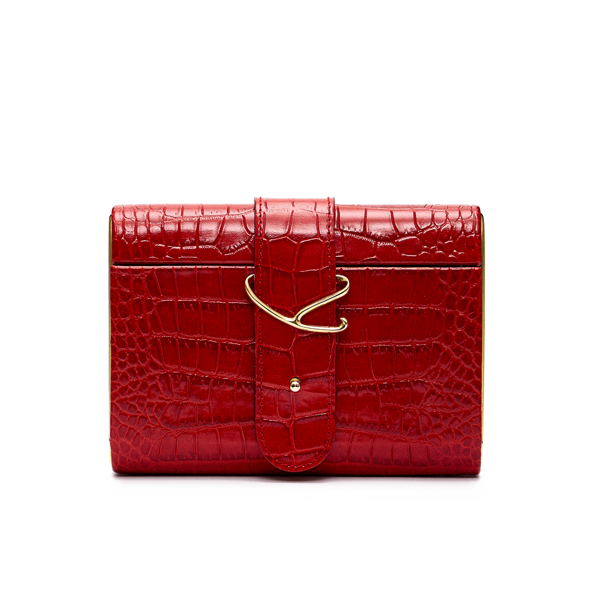 Clutch with signature buckle and gold-tone detailing