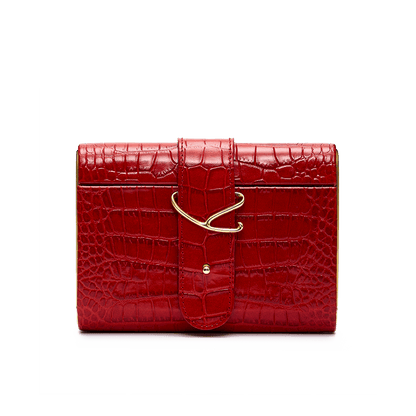 Clutch with signature buckle and gold-tone detailing