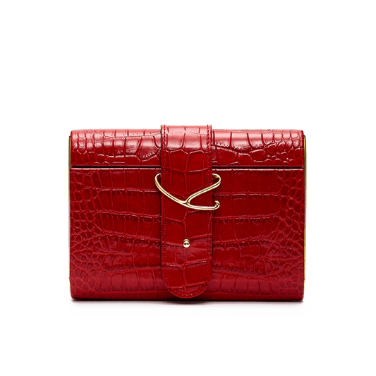 Clutch with signature buckle and gold-tone detailing