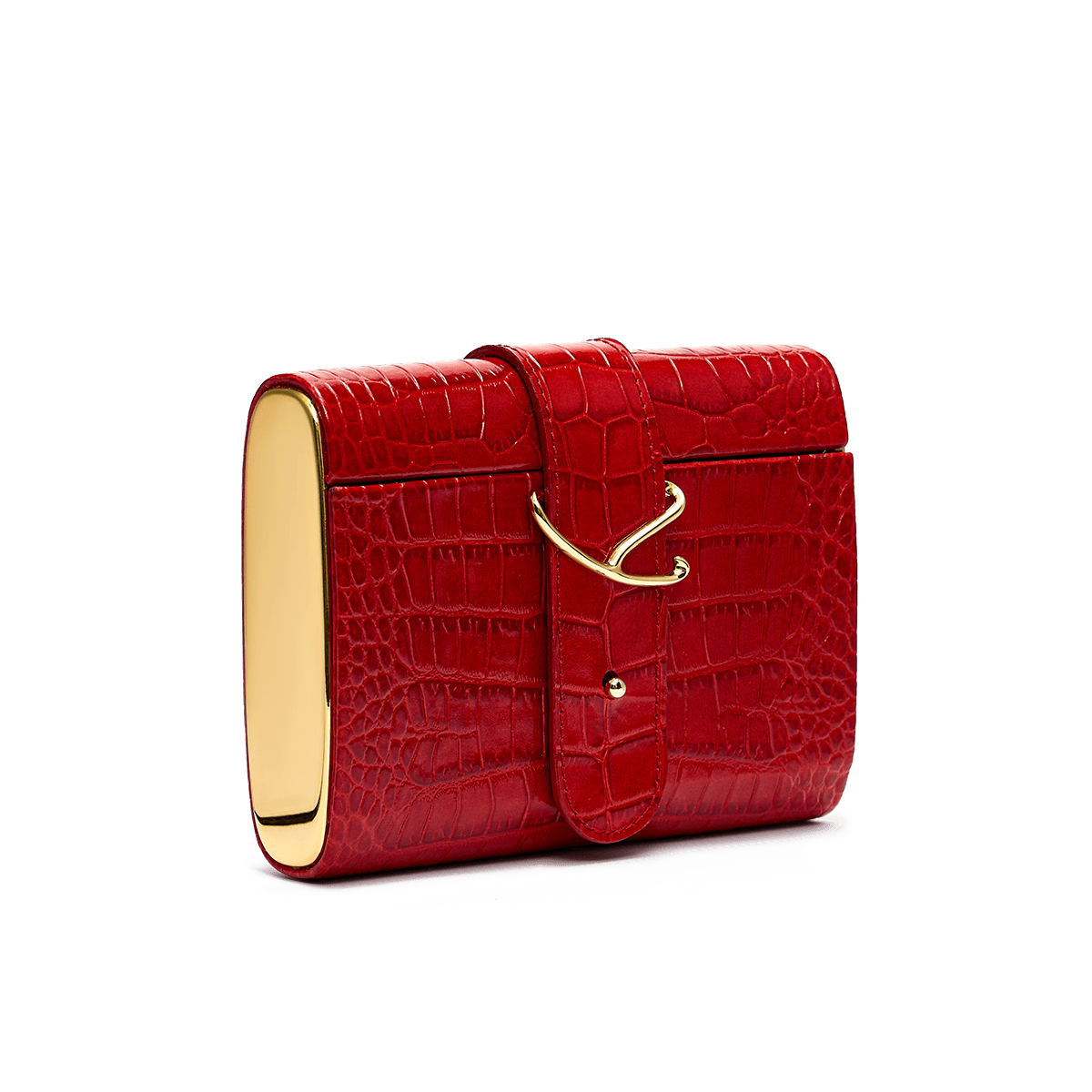 Clutch with signature buckle and gold-tone detailing