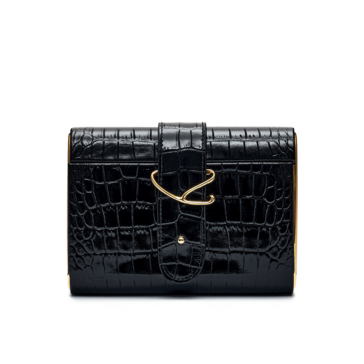 Clutch with signature buckle and gold-tone detailing