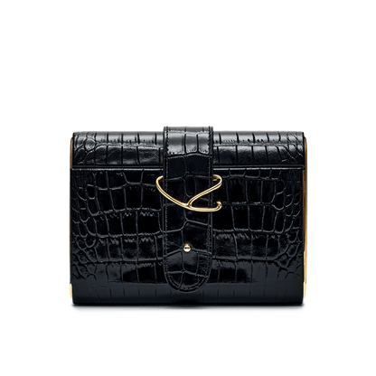 Clutch with signature buckle and gold-tone detailing