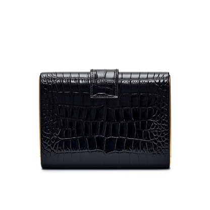 Clutch with signature buckle and gold-tone detailing