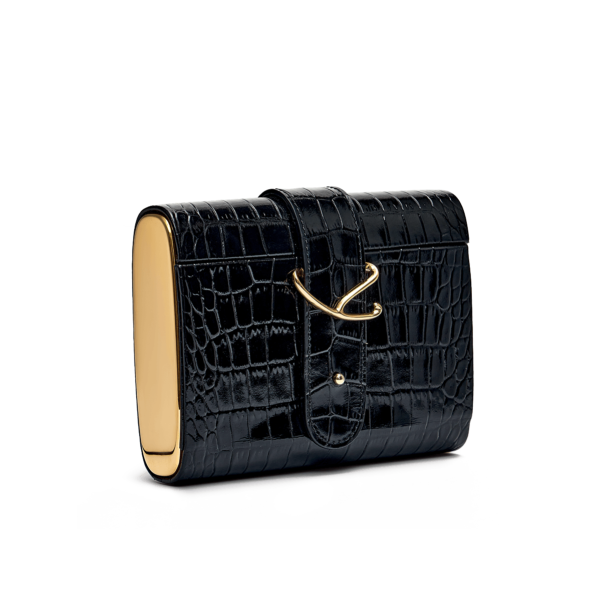 Clutch with signature buckle and gold-tone detailing