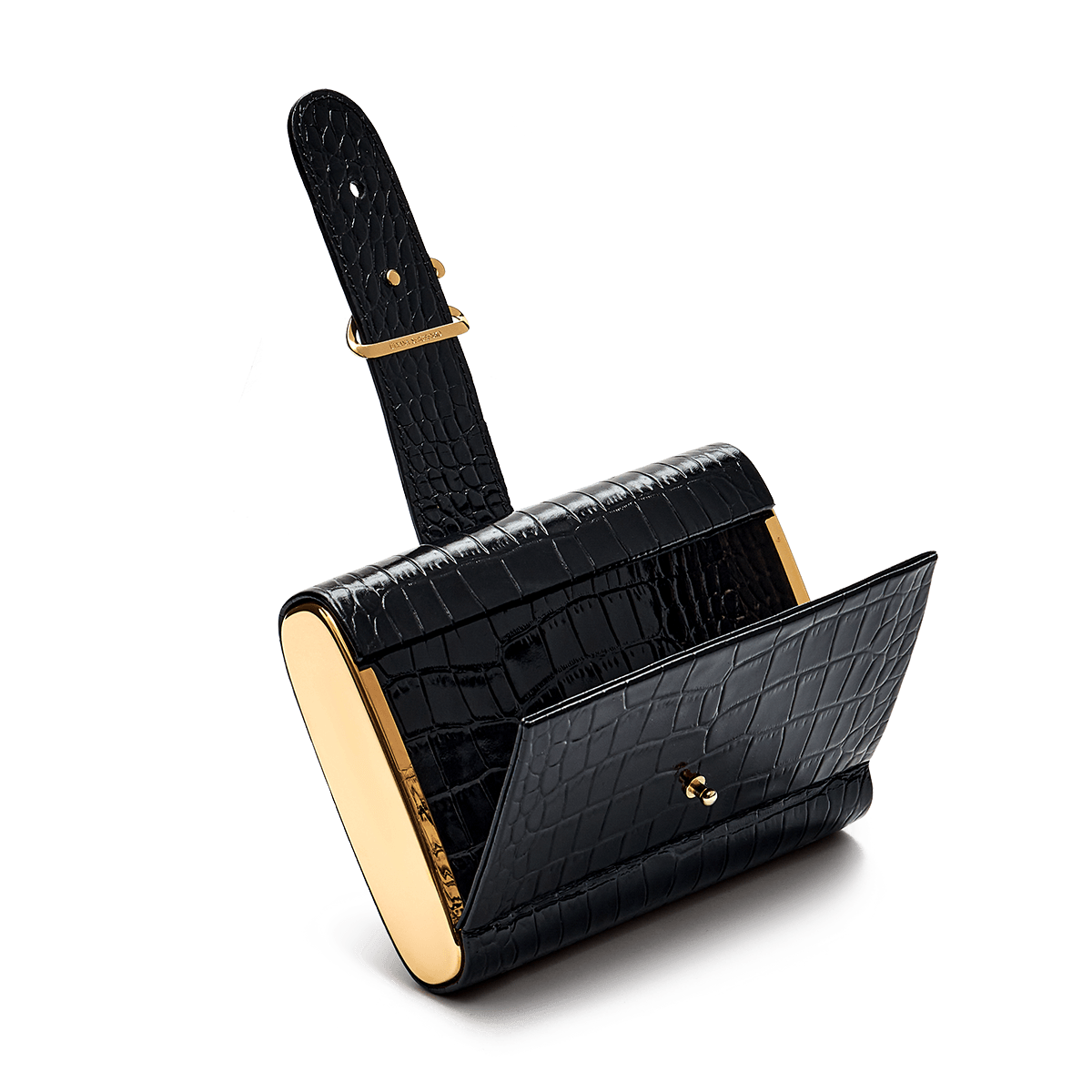 Clutch with signature buckle and gold-tone detailing